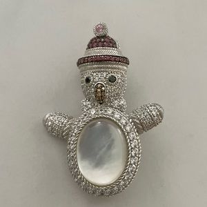 Beautiful Festive Judith Ripka Snowman Brooch